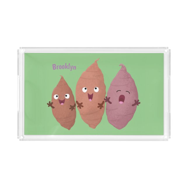 Cute singing sweet potatoes cartoon vegetables  acrylic tray (Front)