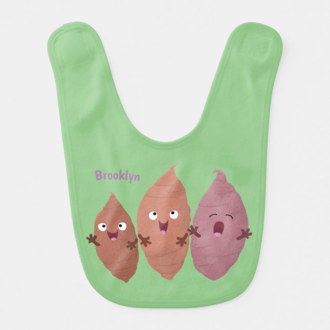 Cute singing sweet potatoes cartoon vegetables baby bib (Front)