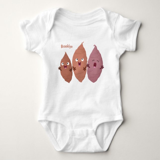 Cute singing sweet potatoes cartoon vegetables baby bodysuit (Front)