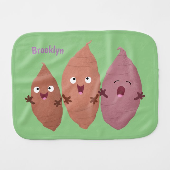 Cute singing sweet potatoes cartoon vegetables baby burp cloth (Front Horizontal)