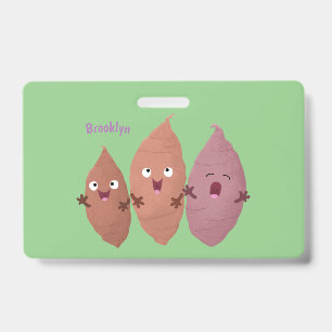 Cute singing sweet potatoes cartoon vegetables badge