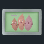 Cute singing sweet potatoes cartoon vegetables belt buckle<br><div class="desc">For sweet potato fun! These happy yams are singing in happy cartoon style.</div>