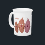 Cute singing sweet potatoes cartoon vegetables beverage pitcher<br><div class="desc">For sweet potato fun! These happy yams are singing in happy cartoon style.</div>