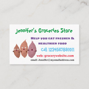 Cute singing sweet potatoes cartoon vegetables business card