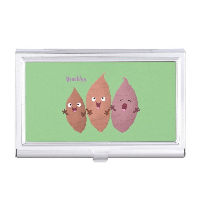 Cute singing sweet potatoes cartoon vegetables business card case (Front)