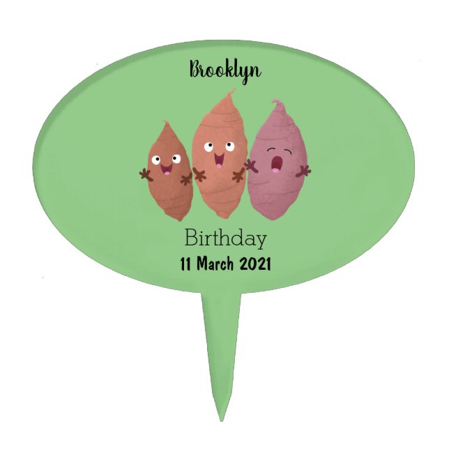Cute singing sweet potatoes cartoon vegetables cake topper (Front)