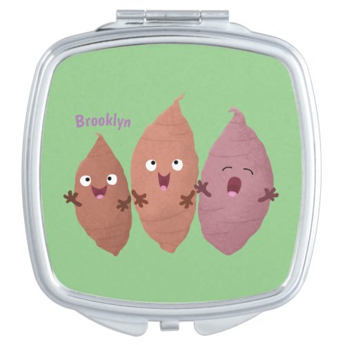 Cute singing sweet potatoes cartoon vegetables compact mirror