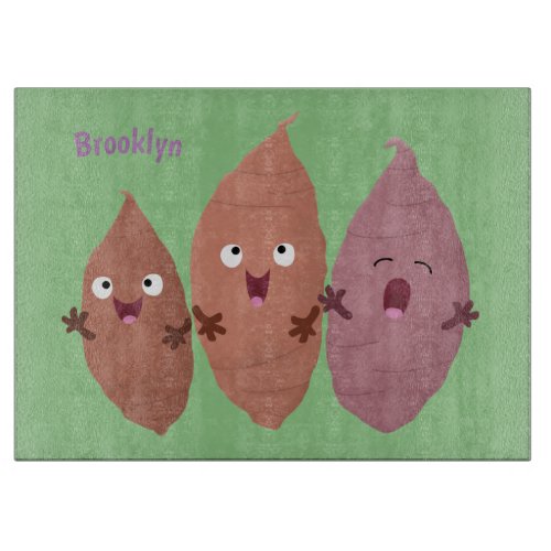 Cute singing sweet potatoes cartoon vegetables  cutting board