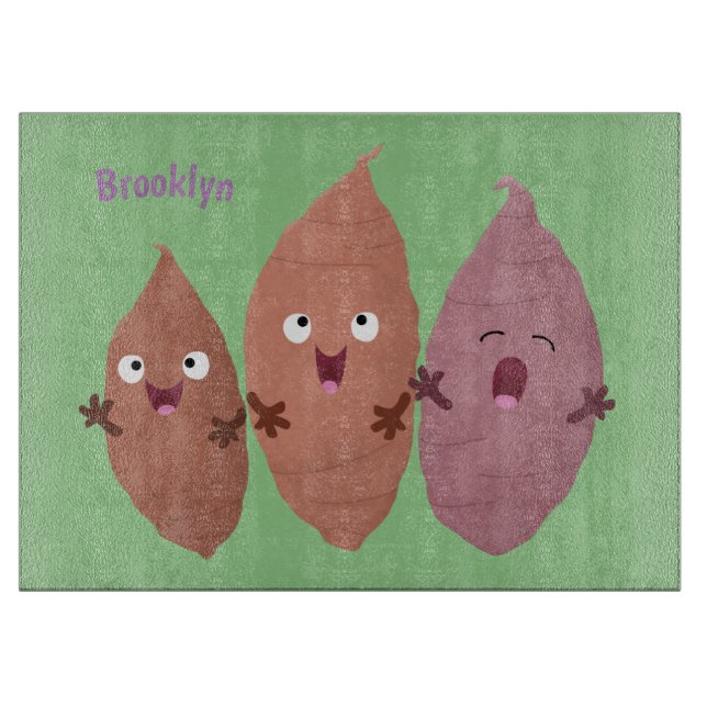 Cute singing sweet potatoes cartoon vegetables  cutting board (Front)