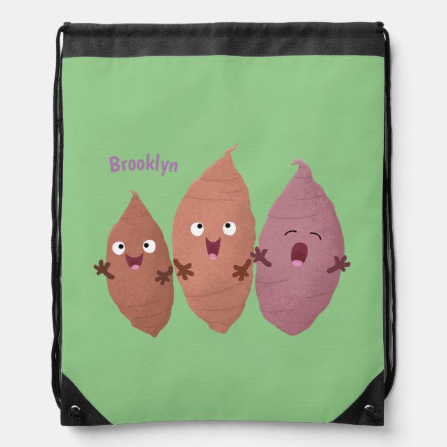 Cute singing sweet potatoes cartoon vegetables drawstring bag (Front)