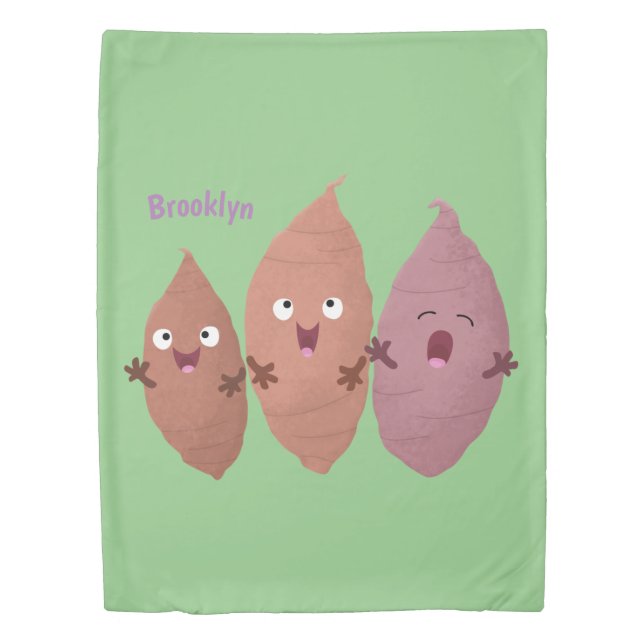 Cute singing sweet potatoes cartoon vegetables duvet cover (Front)