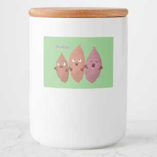 Cute singing sweet potatoes cartoon vegetables food label