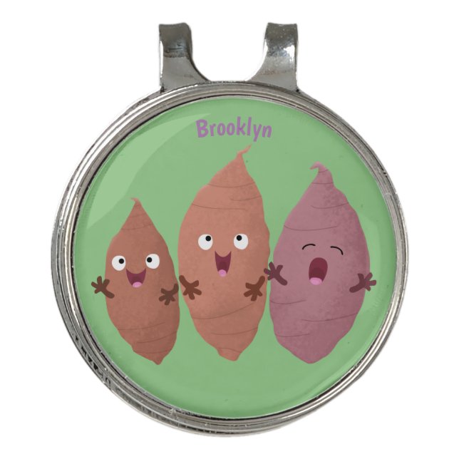 Cute singing sweet potatoes cartoon vegetables golf hat clip (Front)
