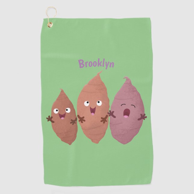 Cute singing sweet potatoes cartoon vegetables golf towel (Front)