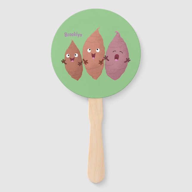 Cute singing sweet potatoes cartoon vegetables hand fan (Front)
