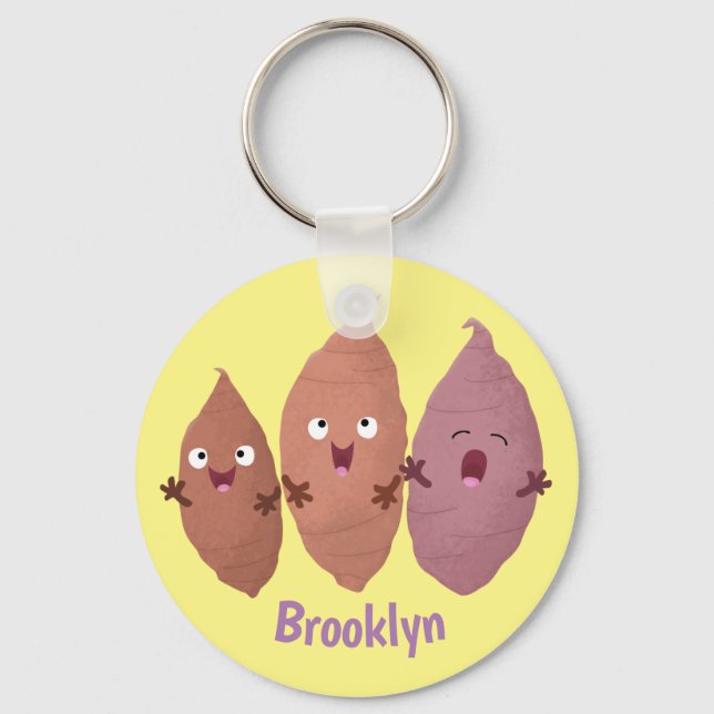 Cute singing sweet potatoes cartoon vegetables keychain (Front)