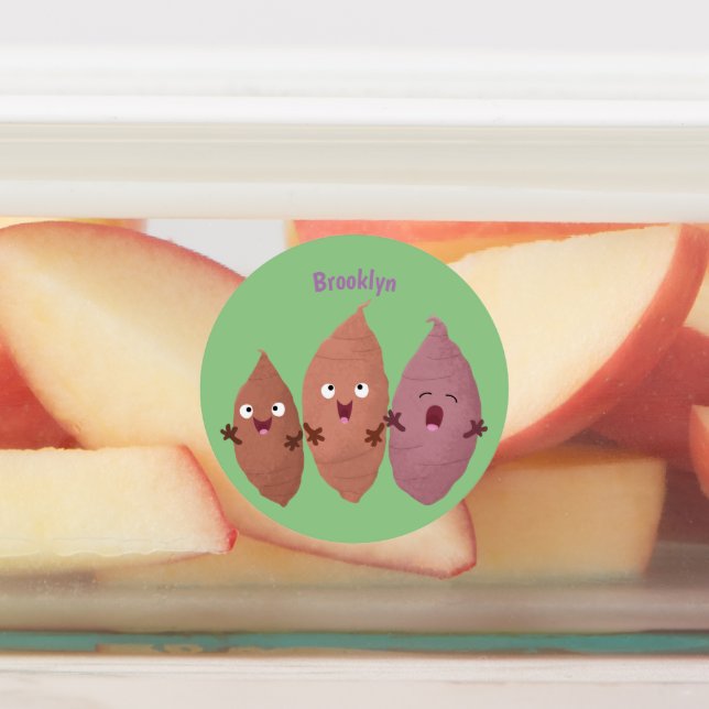 Cute singing sweet potatoes cartoon vegetables  labels (Affixed)