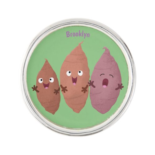 Cute singing sweet potatoes cartoon vegetables lapel pin