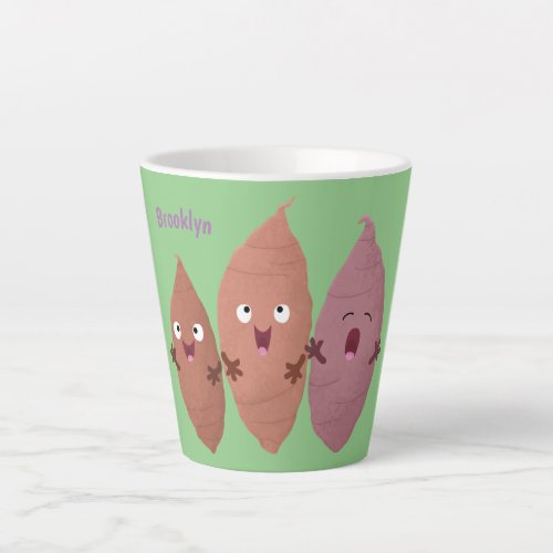 Cute singing sweet potatoes cartoon vegetables  latte mug