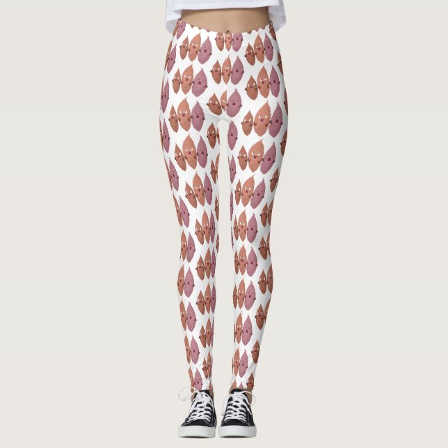 Cute singing sweet potatoes cartoon vegetables leggings (Front)