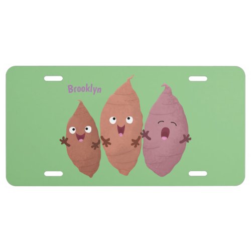 Cute singing sweet potatoes cartoon vegetables license plate