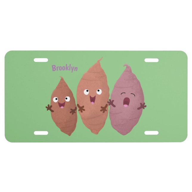 Cute singing sweet potatoes cartoon vegetables license plate (Front)