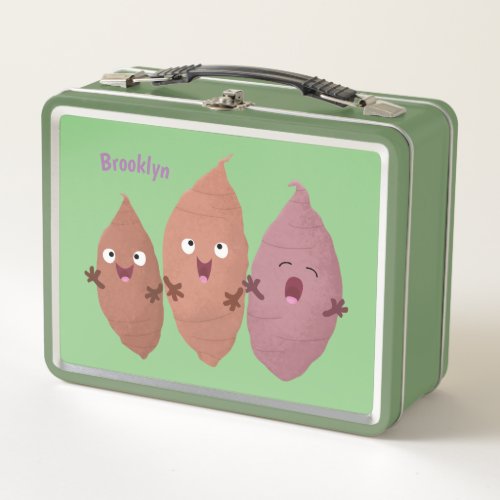 Cute singing sweet potatoes cartoon vegetables metal lunch box