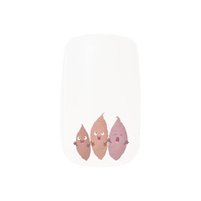 Cute singing sweet potatoes cartoon vegetables minx nail art (Left Thumb)
