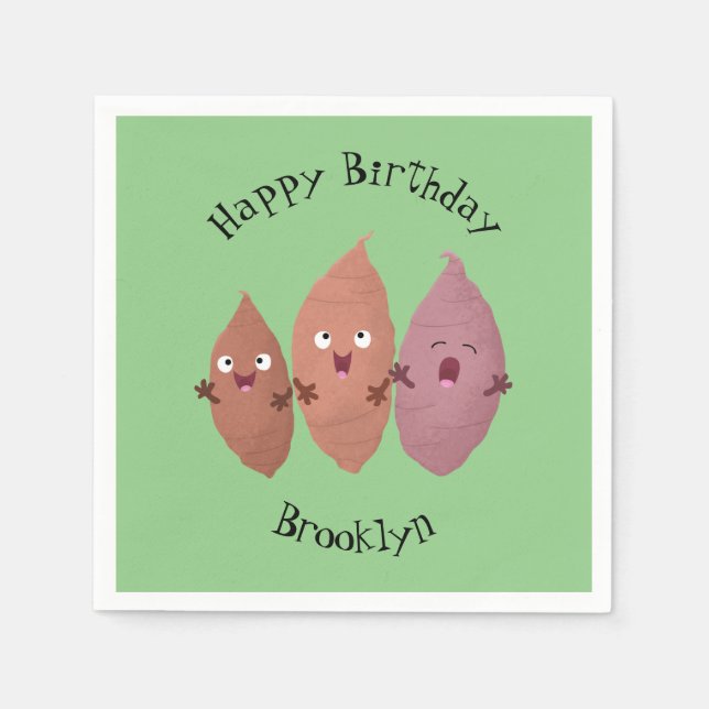 Cute singing sweet potatoes cartoon vegetables napkins (Front)
