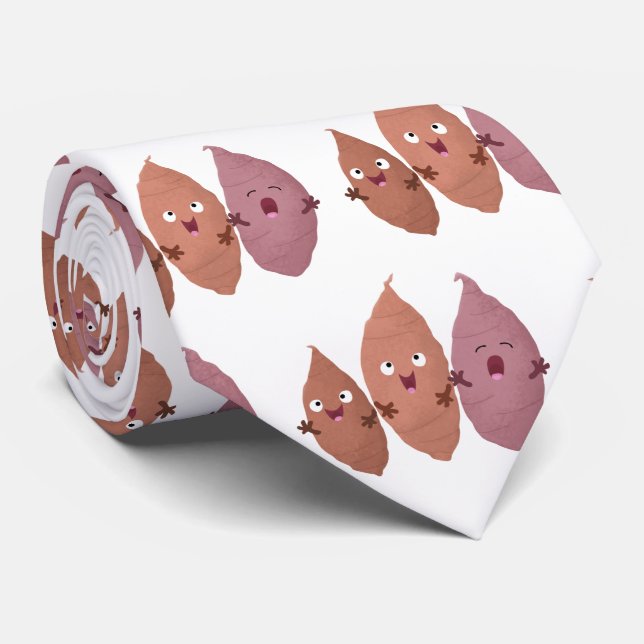 Cute singing sweet potatoes cartoon vegetables neck tie (Rolled)