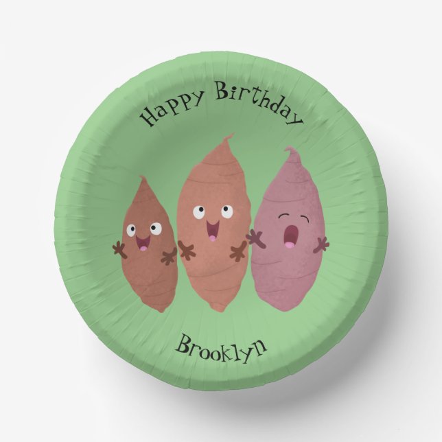 Cute singing sweet potatoes cartoon vegetables paper bowls (Front)
