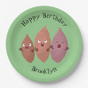 Cute singing sweet potatoes cartoon vegetables paper plates