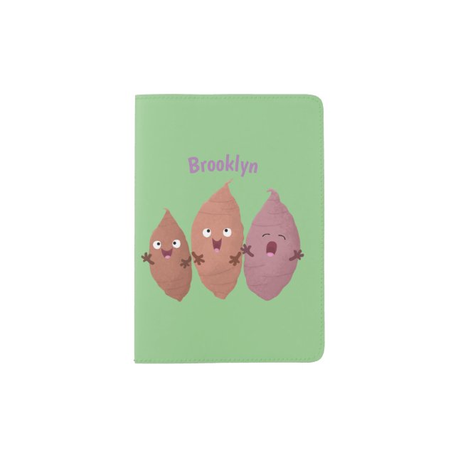 Cute singing sweet potatoes cartoon vegetables passport holder (Front)