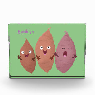 Cute singing sweet potatoes cartoon vegetables  photo block