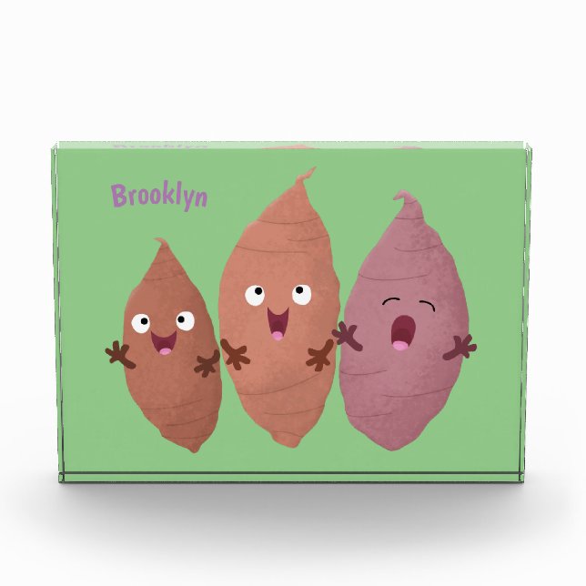 Cute singing sweet potatoes cartoon vegetables  photo block (Front)