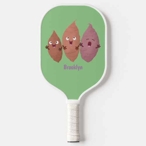 Cute singing sweet potatoes cartoon vegetables pickleball paddle