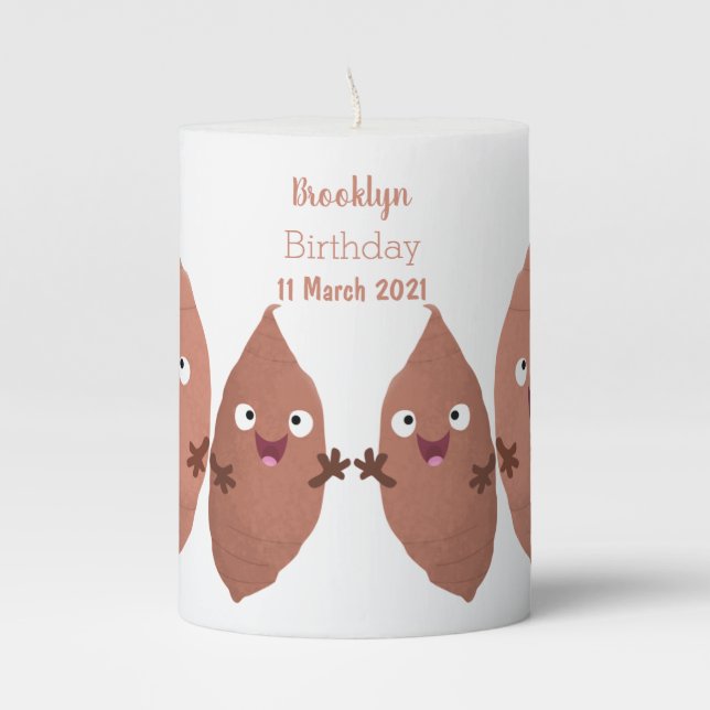 Cute singing sweet potatoes cartoon vegetables pillar candle (Front)