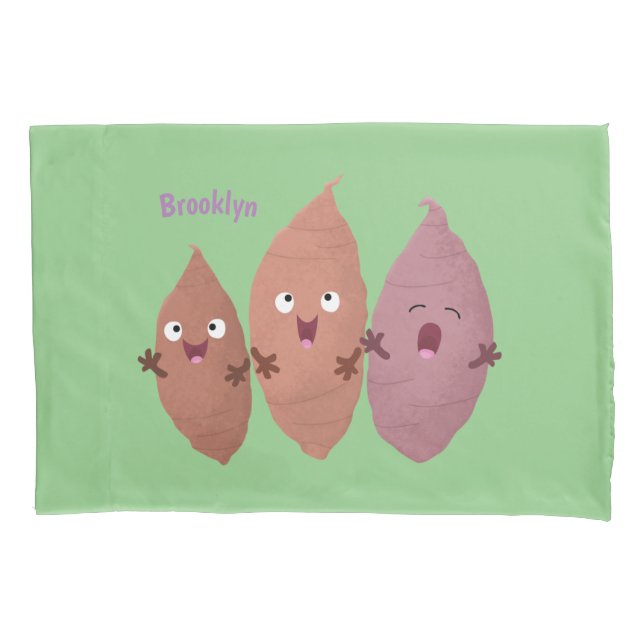 Cute singing sweet potatoes cartoon vegetables pillow case (Front)