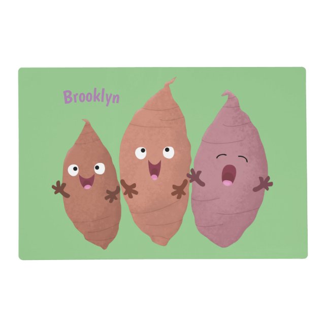 Cute singing sweet potatoes cartoon vegetables placemat (Front)