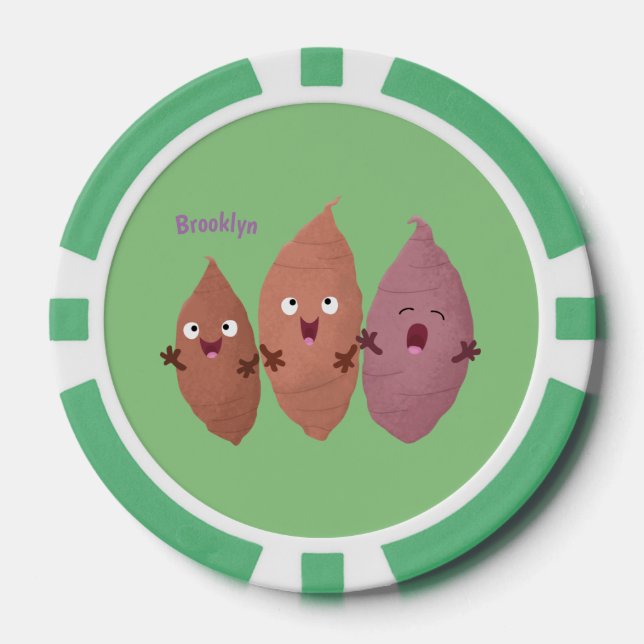 Cute singing sweet potatoes cartoon vegetables poker chips (Front)