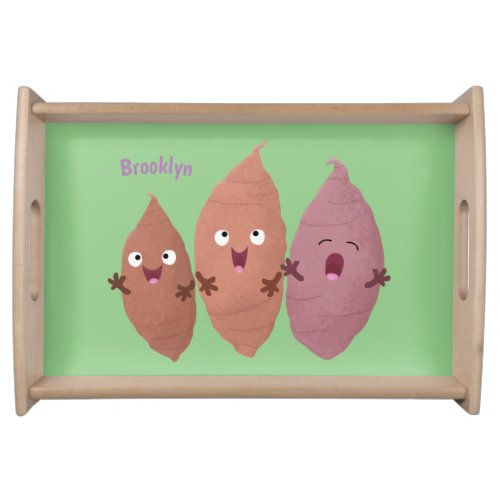 Cute singing sweet potatoes cartoon vegetables  serving tray