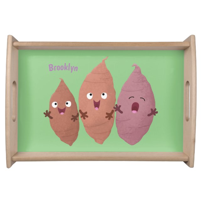 Cute singing sweet potatoes cartoon vegetables  serving tray (Front)