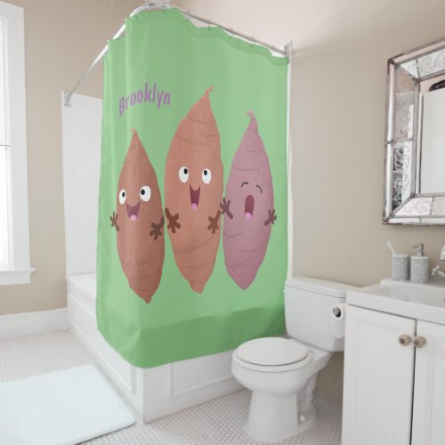 Cute singing sweet potatoes cartoon vegetables shower curtain