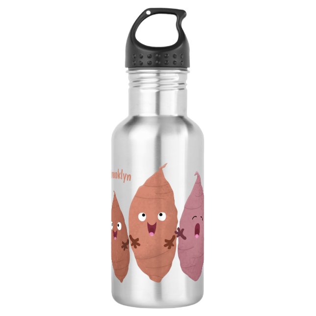Cute singing sweet potatoes cartoon vegetables stainless steel water bottle (Front)