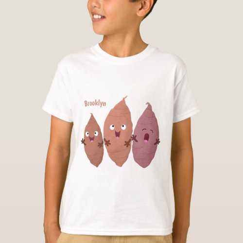 Cute singing sweet potatoes cartoon vegetables  T_Shirt