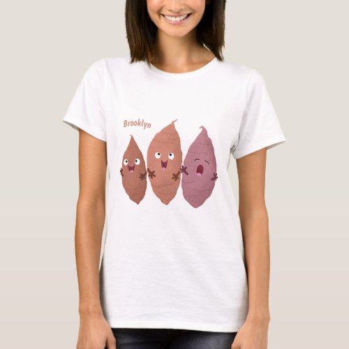 Cute singing sweet potatoes cartoon vegetables  T_Shirt