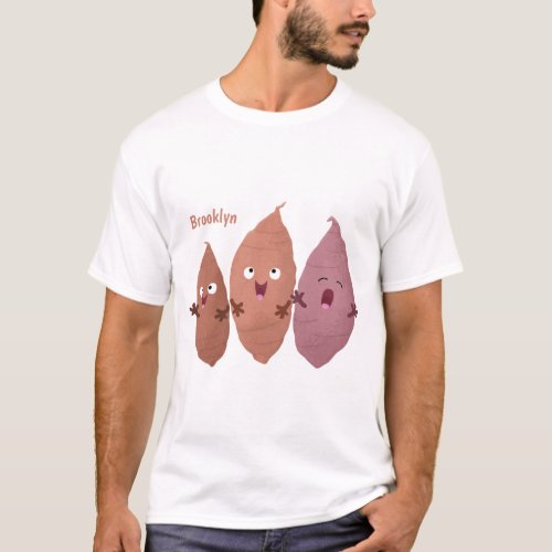 Cute singing sweet potatoes cartoon vegetables  T_Shirt