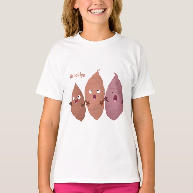 Cute singing sweet potatoes cartoon vegetables T-Shirt (Front)