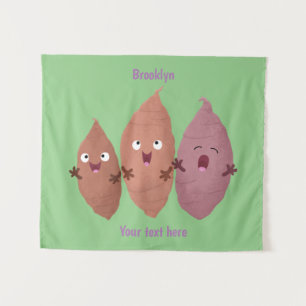 Cute singing sweet potatoes cartoon vegetables tapestry