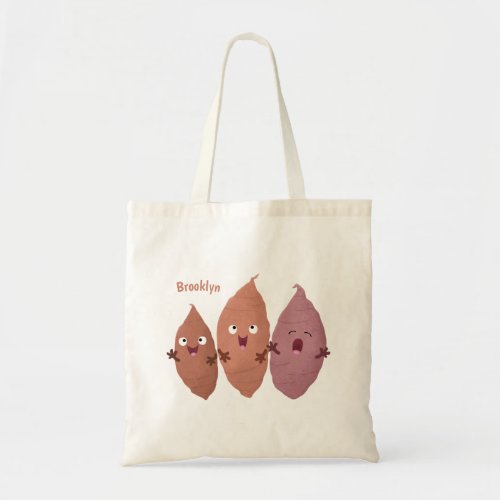 Cute singing sweet potatoes cartoon vegetables tote bag